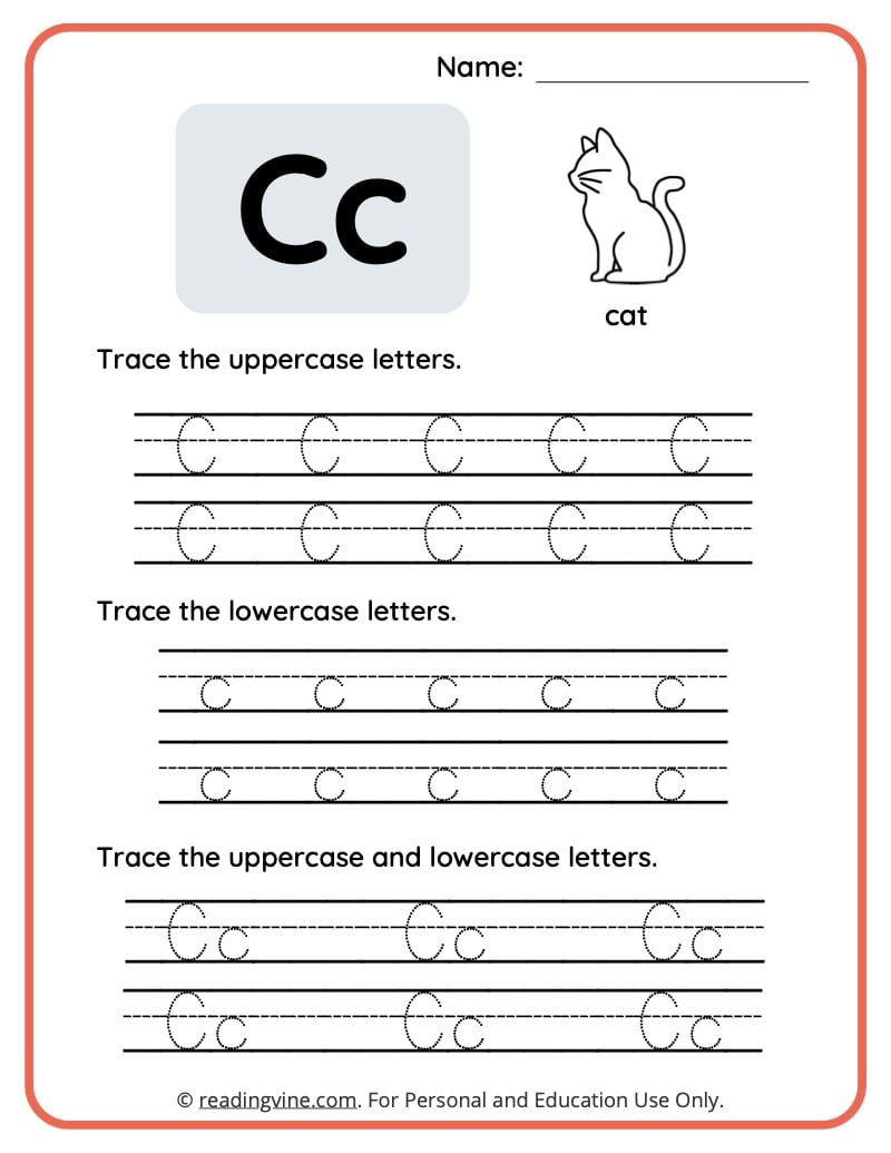 Free Printable Letter C Tracing Worksheets