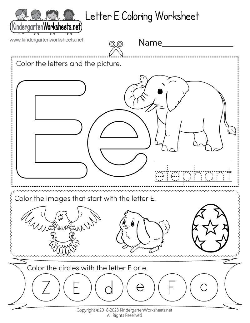 Letter E Coloring Worksheet Free Printable Digital U0026 PDF