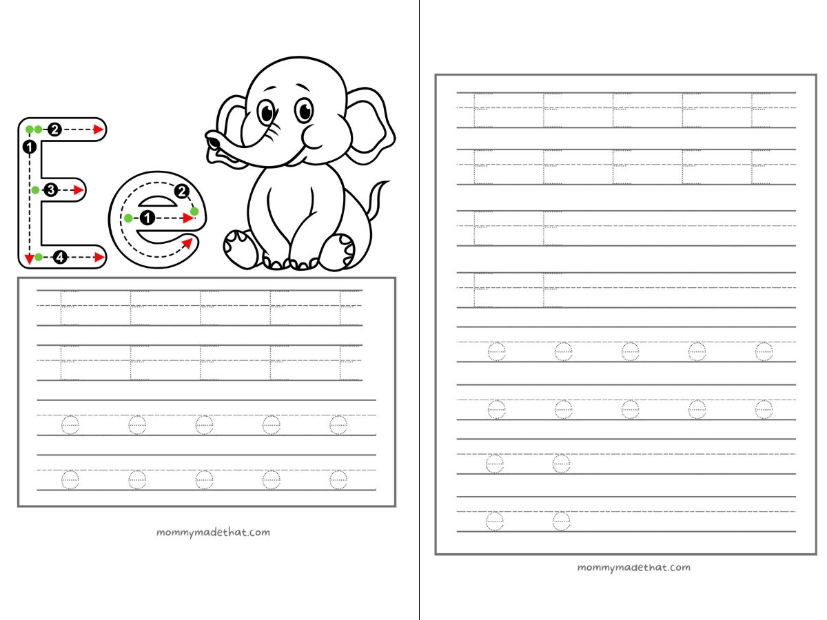 Printable Letter E Tracing Worksheets