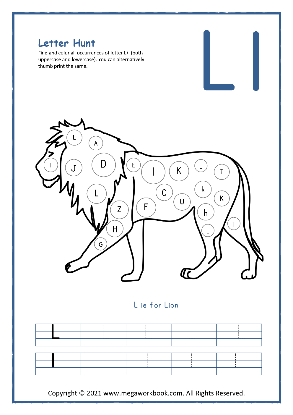 Letter L Printable Worksheets