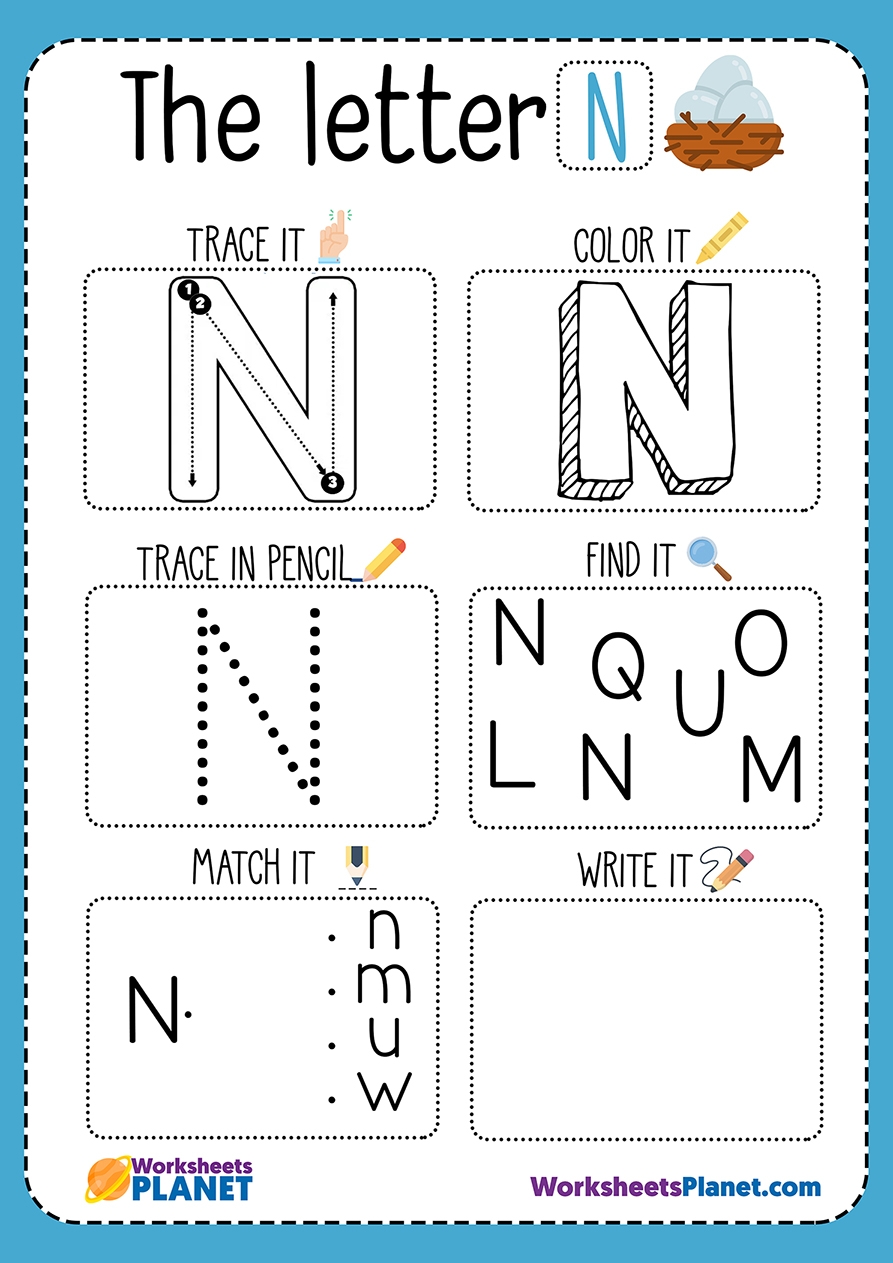 Free Printable Letter N Worksheets