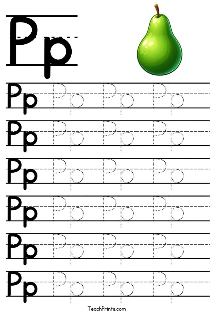Letter P Tracing Worksheet Free Printables Teach Prints