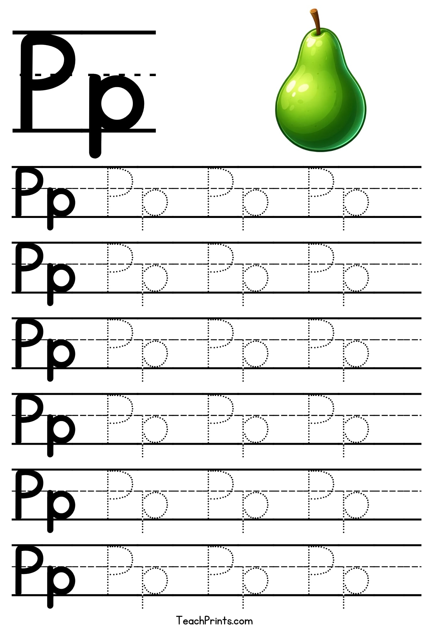 Letter P Tracing Worksheet Free Printables Teach Prints