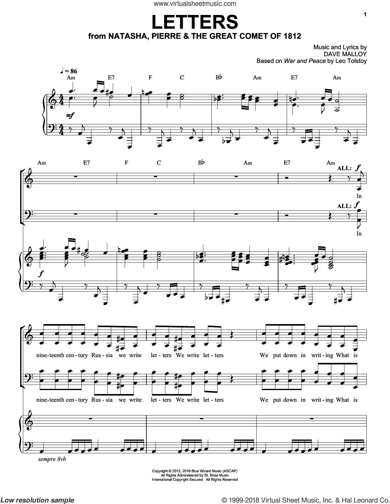 Letters Sheet Music For Voice And Piano PDF interactive 