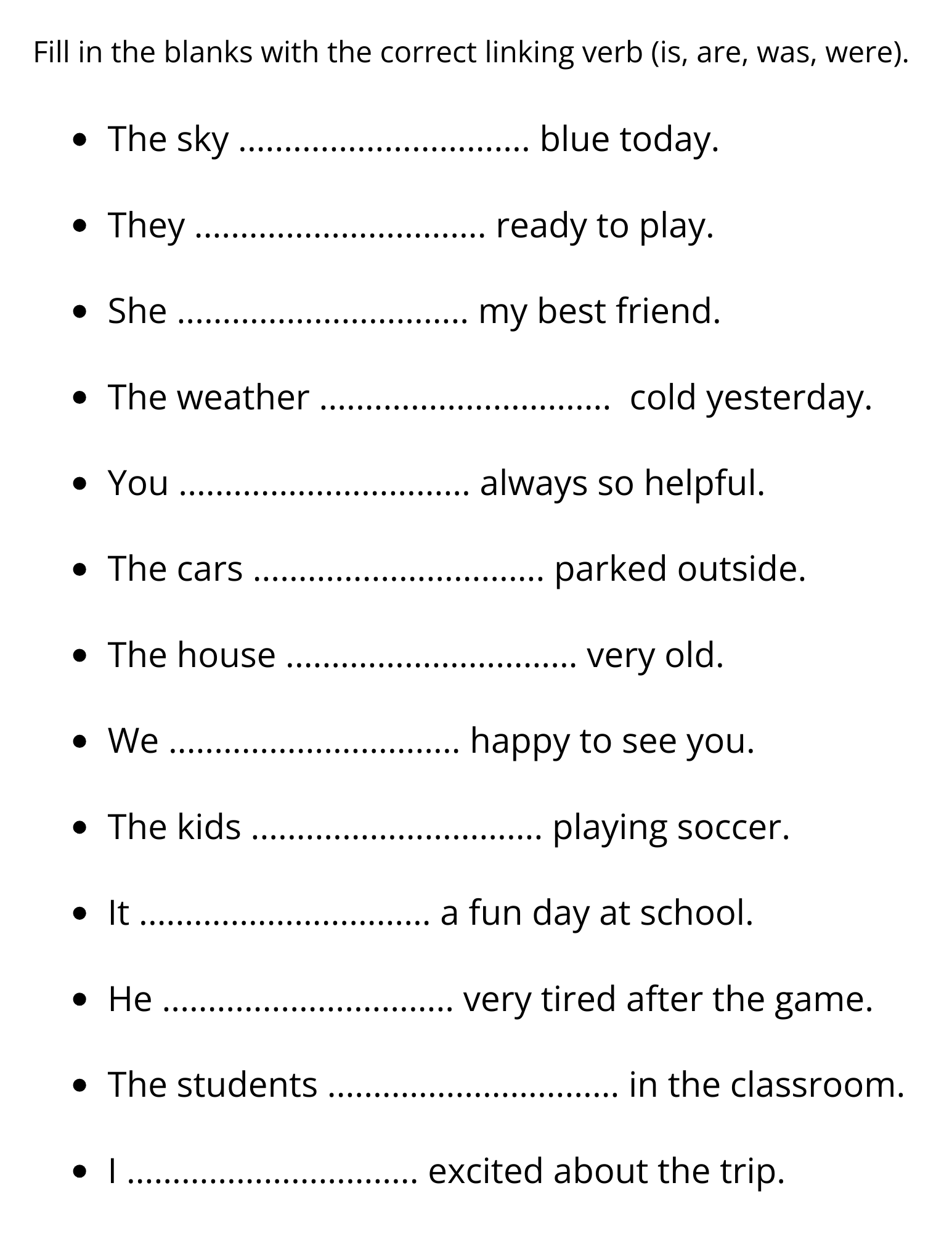 Linking Verbs Sentences Worksheets With Answer Key Made By Teachers