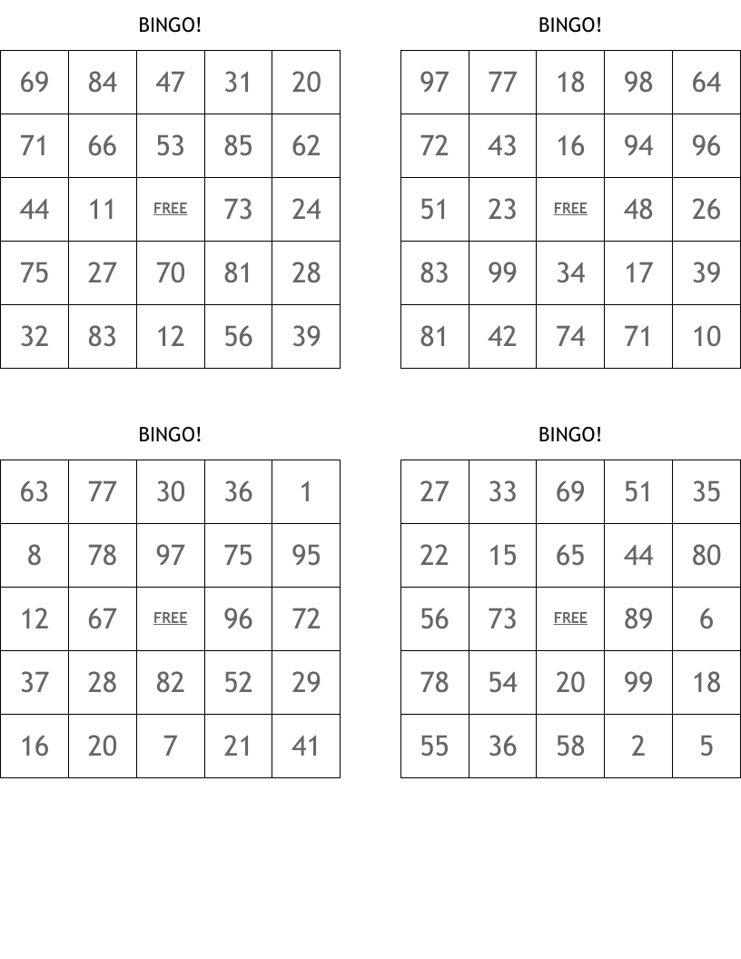 Loto Bingo Cards WordMint Loto Bingo Cards WordMint