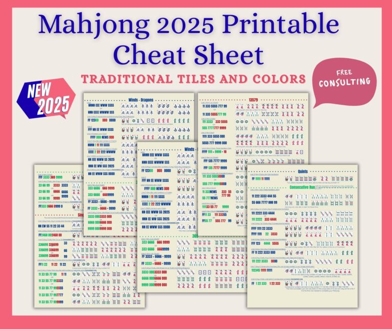 Mahjong 2025 Printable Cheat Sheet NMJL Card 2025 Hands Guide Beginner friendly Mahjong Help American Mahjong Reference Mahjong Lovers Etsy