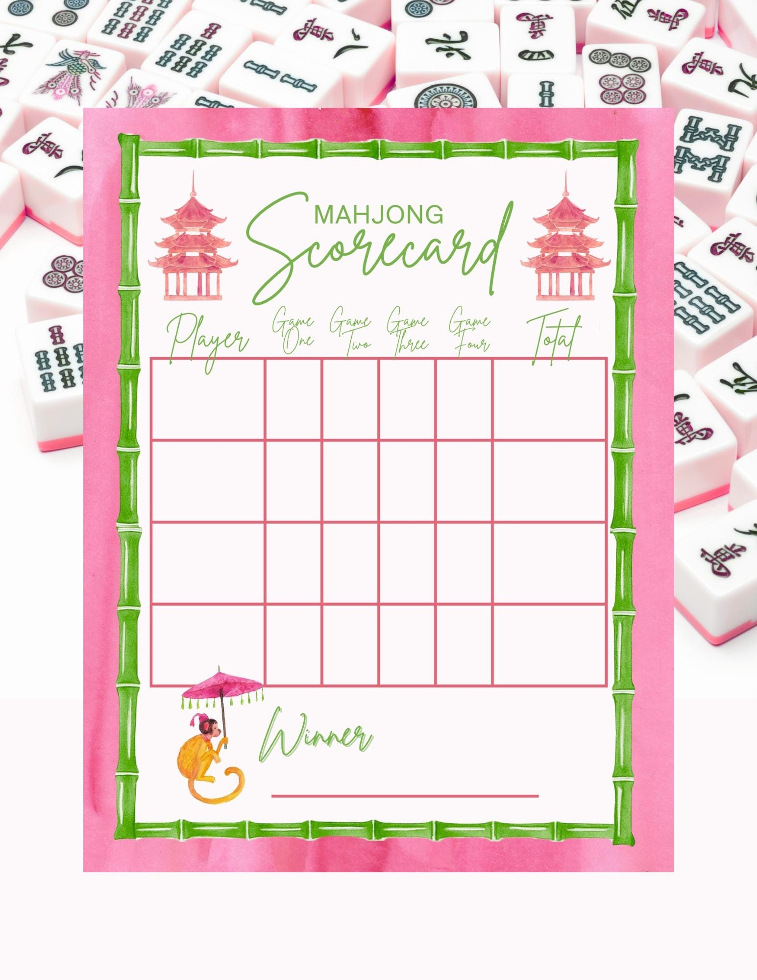 Mahjong Printable Score Card Etsy