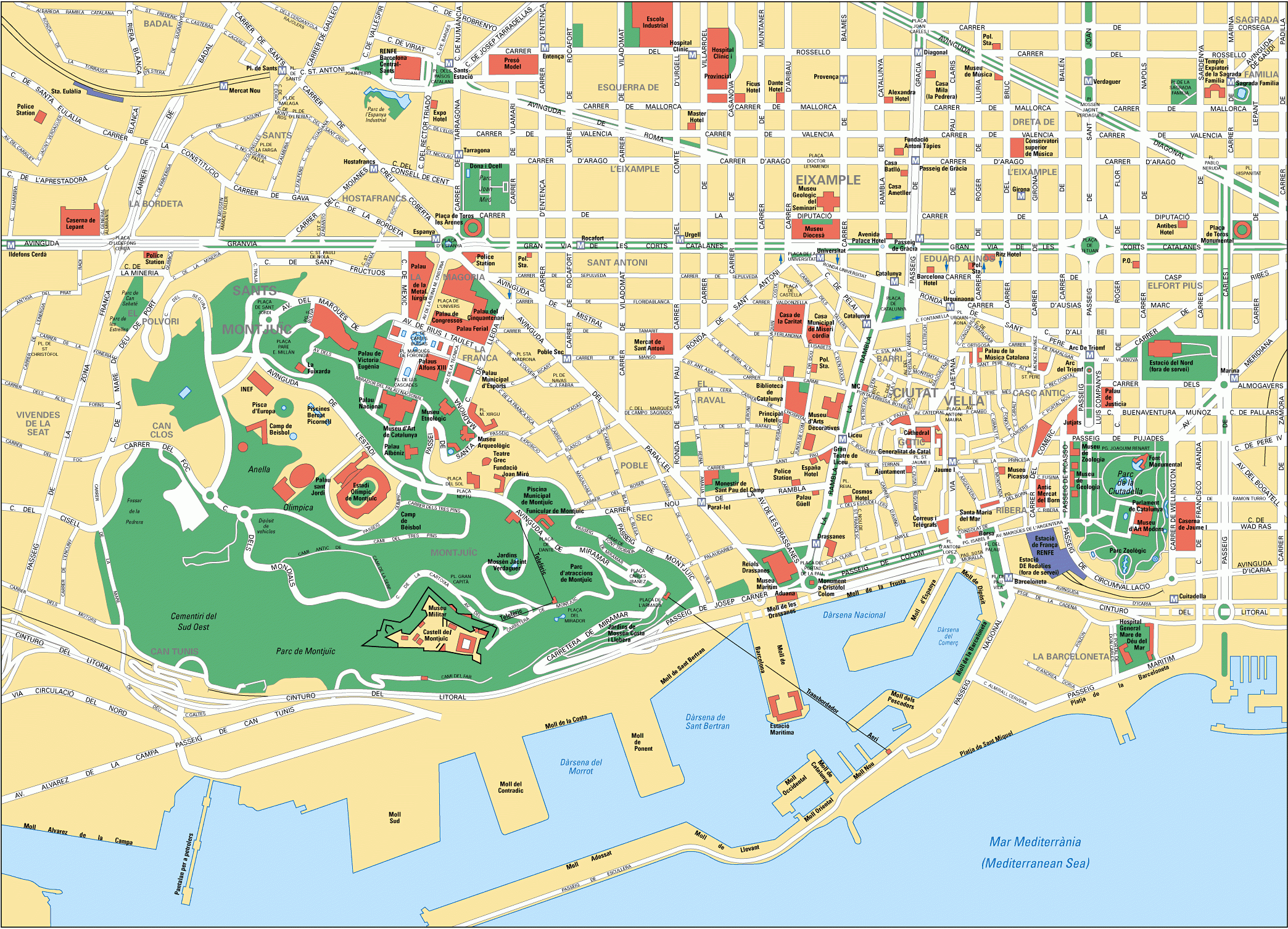 Map Of Barcelona Tourist Attractions Sightseeing U0026 Tourist Tour