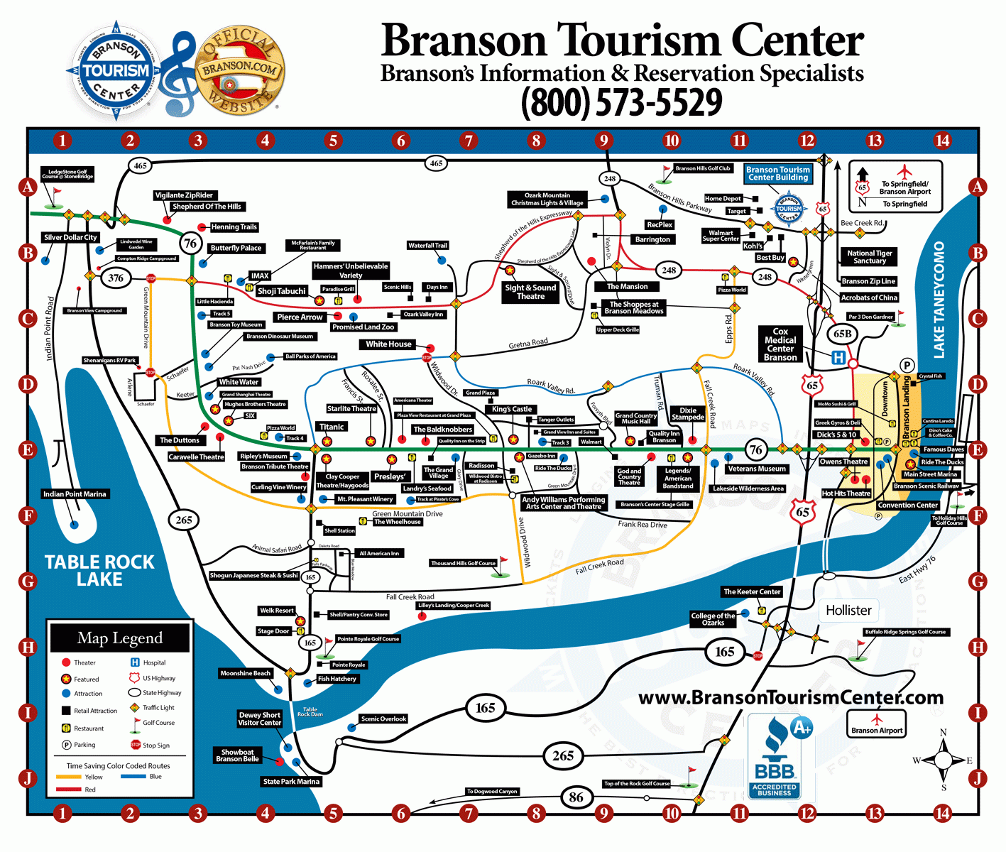 Map Of Branson Branson Tourism Center