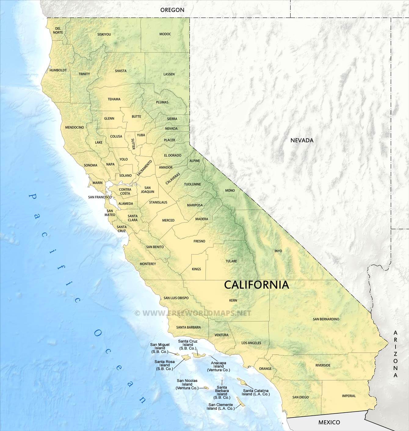 Printable Map Of California Counties