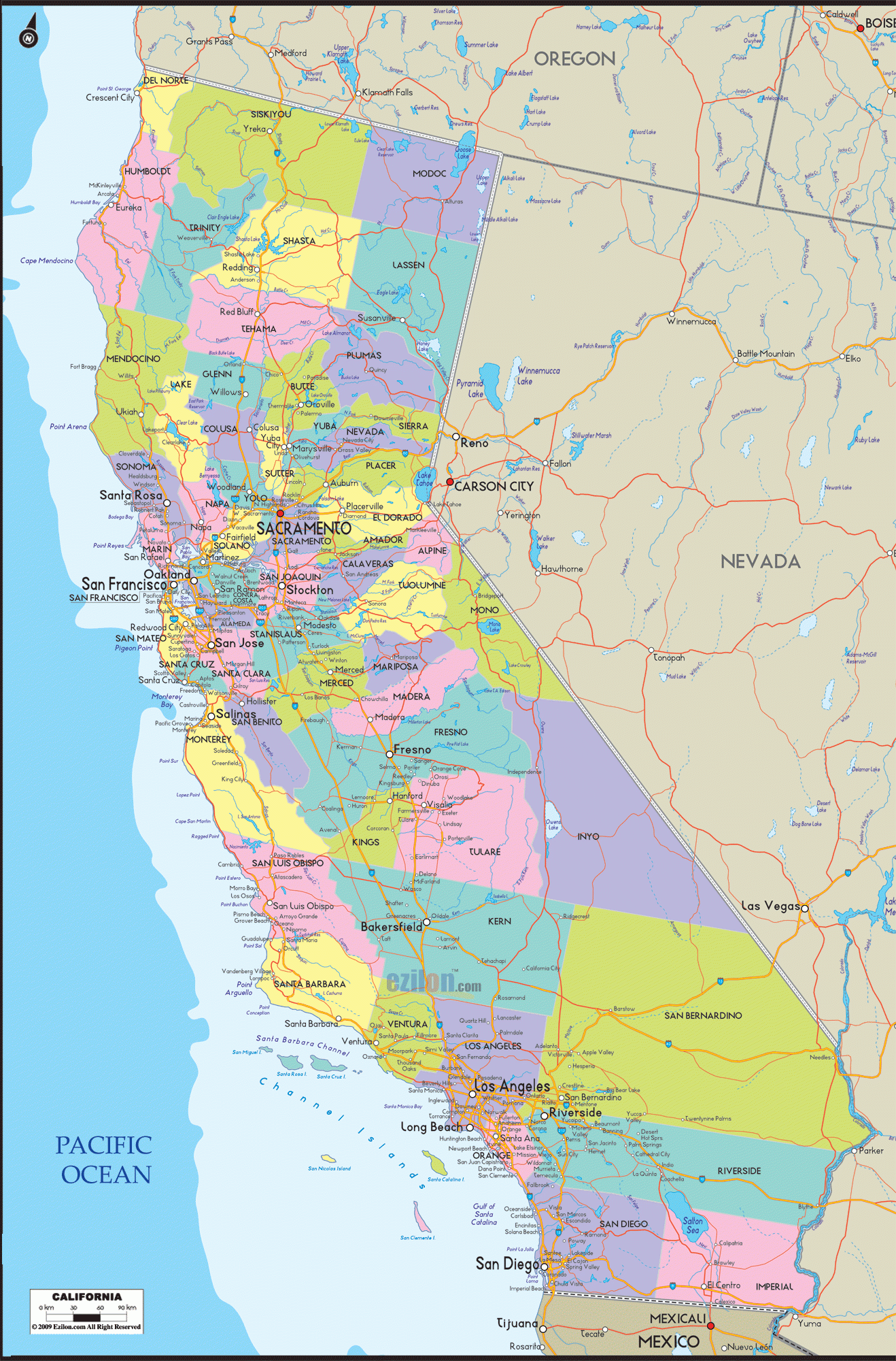 Map Of California State Cities And Roads Ezilon Maps Map Of California State Cities And Roads Ezilon Maps