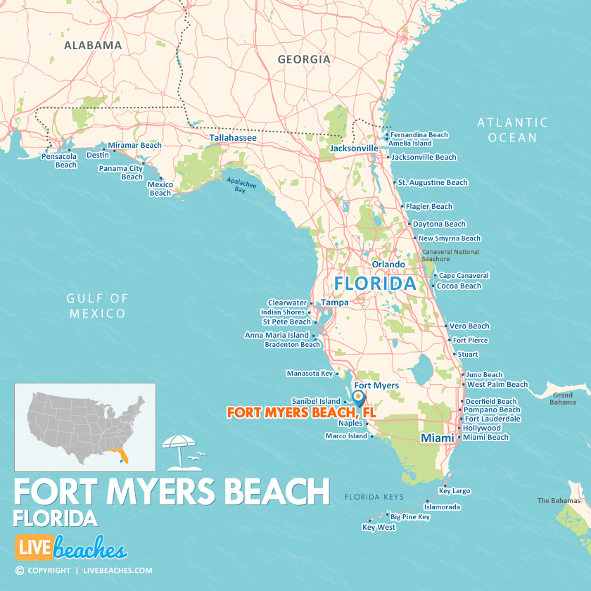 Map Of Fort Myers Beach Florida Live Beaches