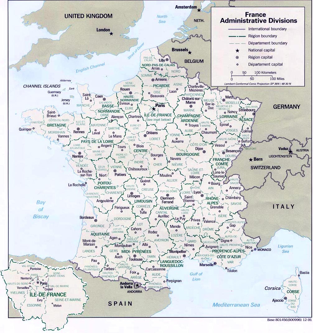 MAP OF FRANCE Departments Regions Cities France Map