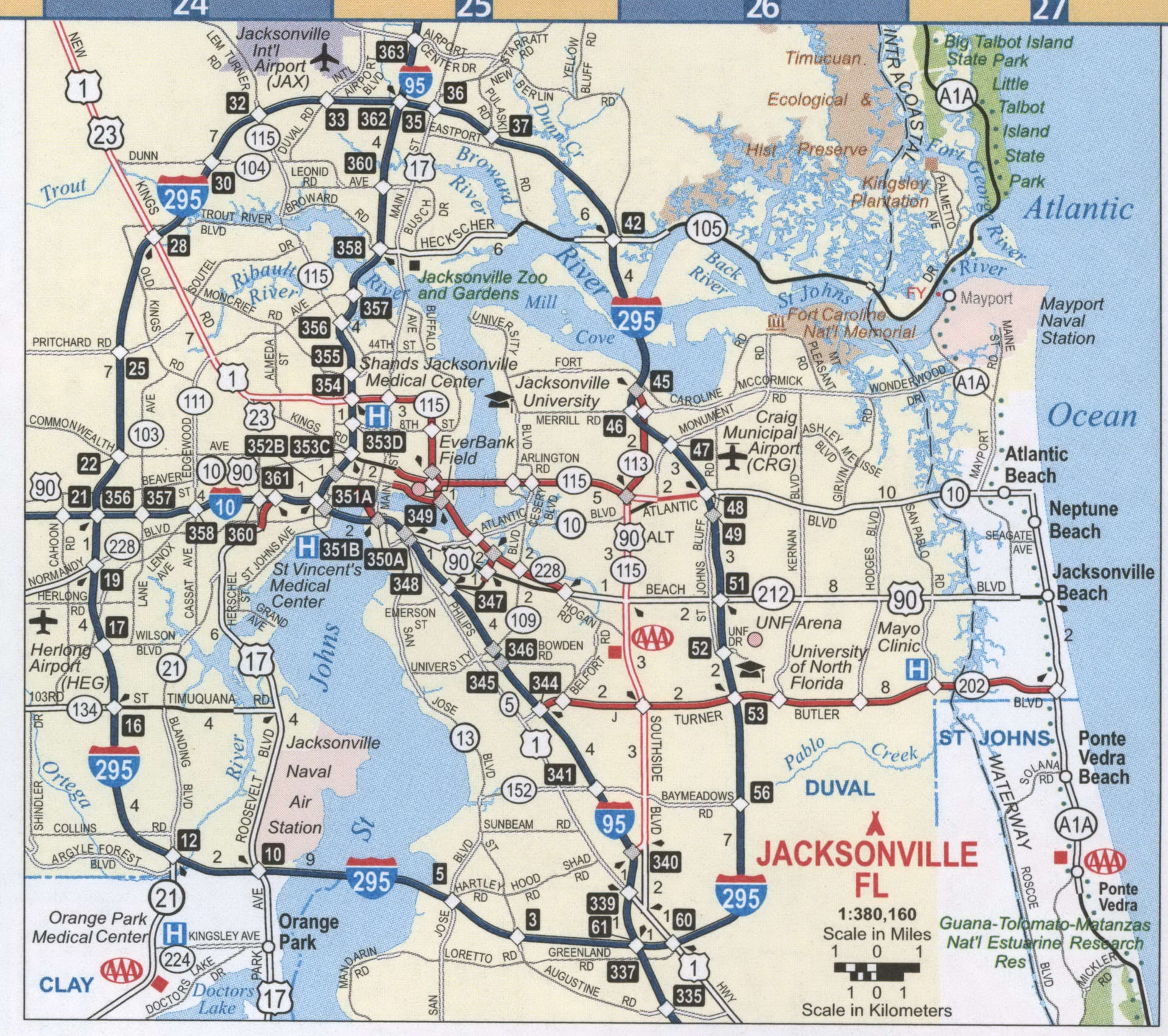 Printable Map Of Jacksonville Fl
