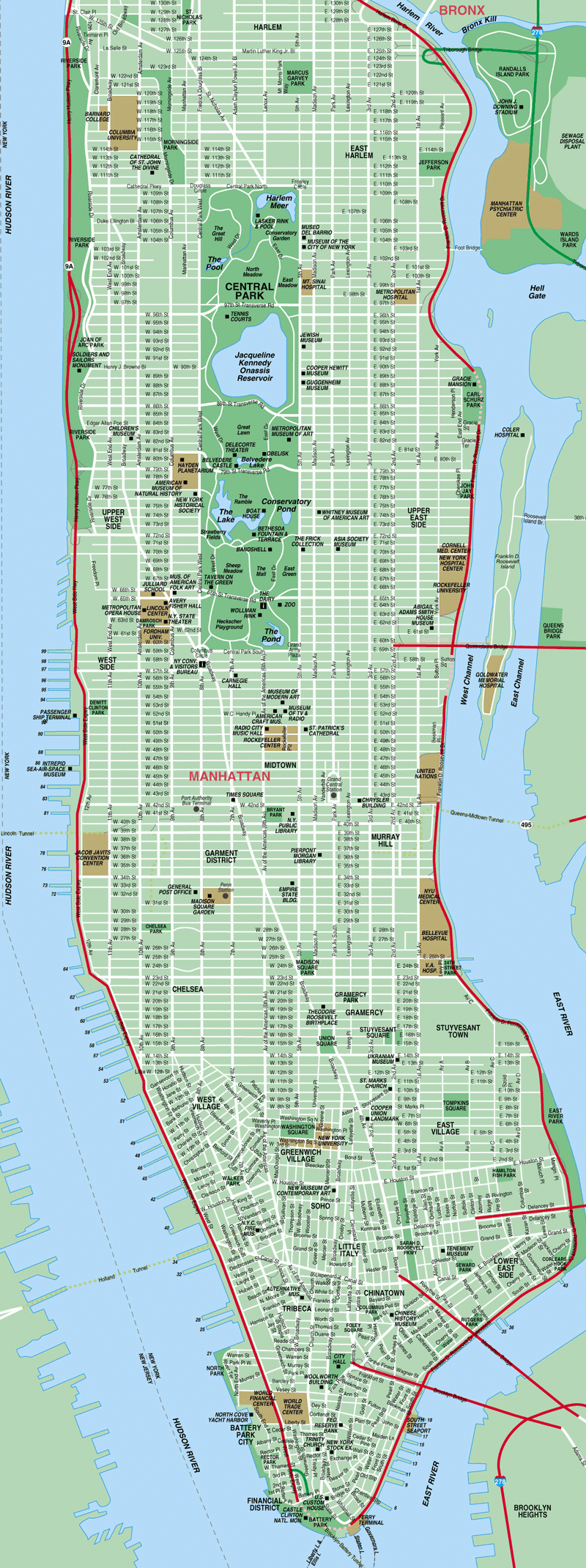 Map Of Manhattan New York City Detailed Manhattan Map Map Of Manhattan New York City Detailed Manhattan Map