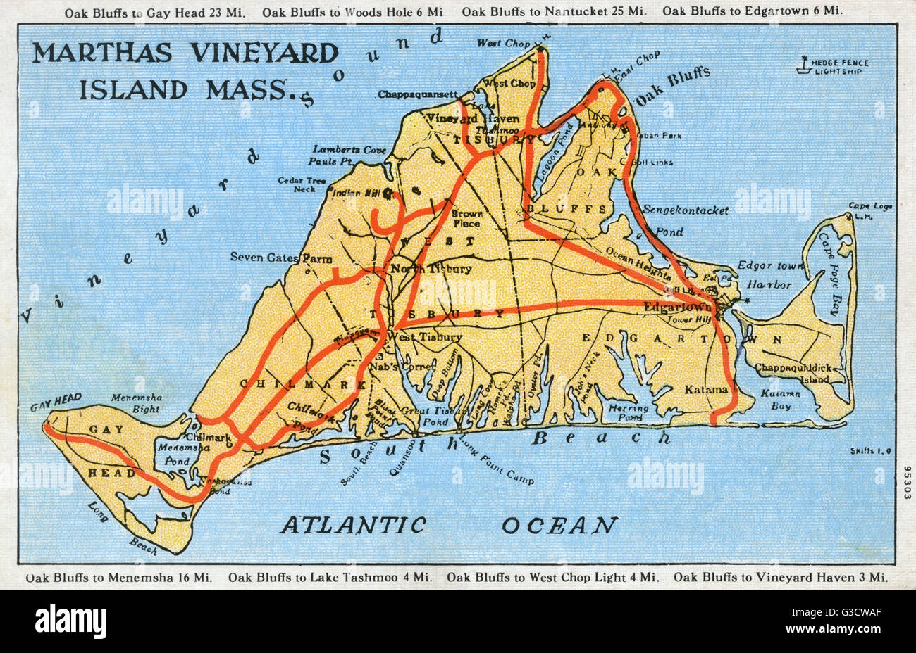 Map Of Martha s Vineyard Massachusetts USA Date 1923 Stock Photo Alamy