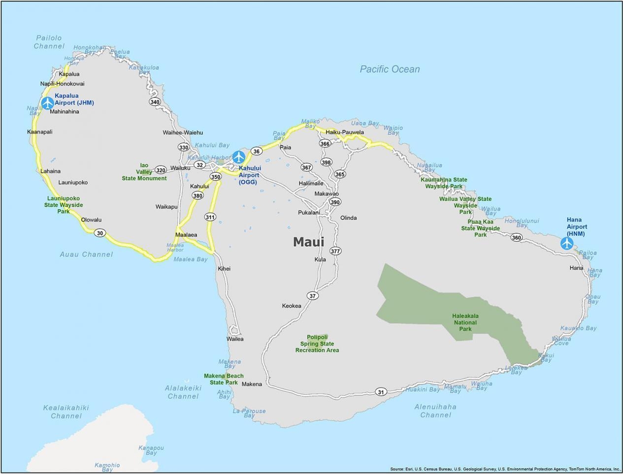 Map Of Maui Island Hawaii GIS Geography