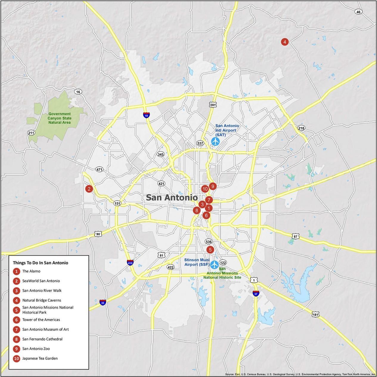 Map Of San Antonio Texas GIS Geography