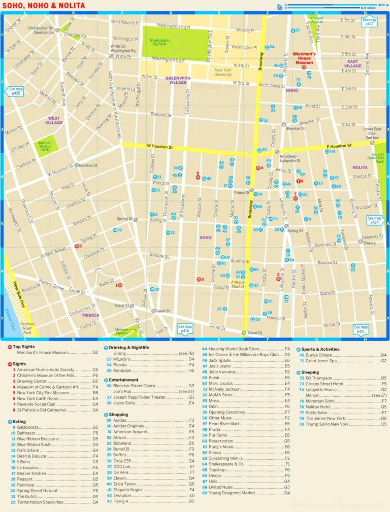 Map Of SoHo NoHo And Nolita Ontheworldmap