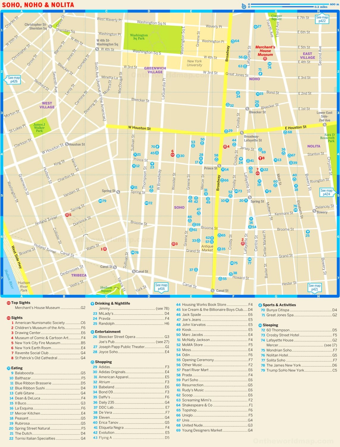 Map Of SoHo NoHo And Nolita Ontheworldmap
