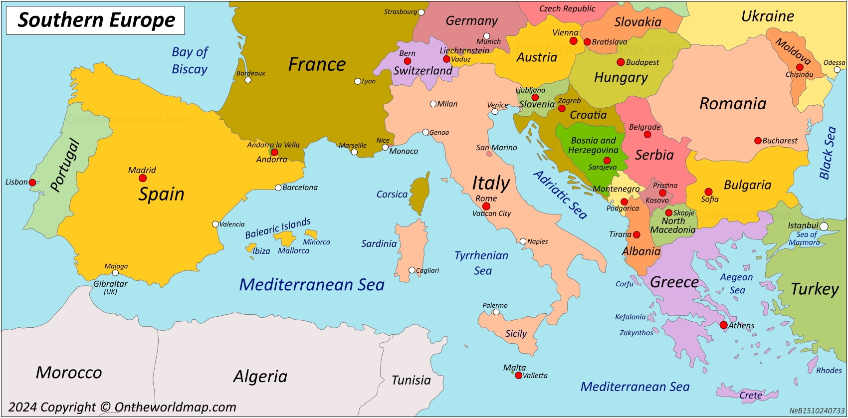 Map Of Southern Europe Ontheworldmap