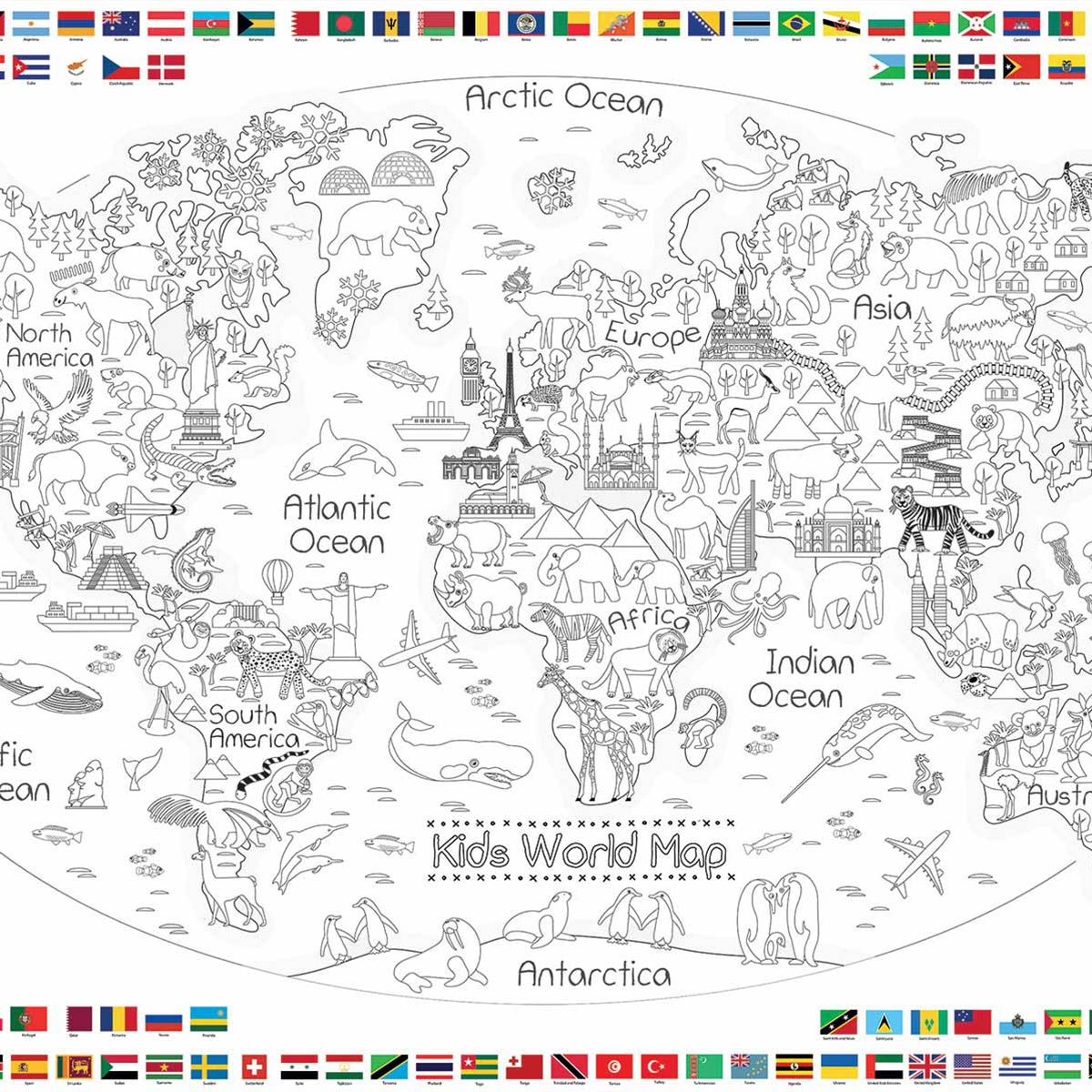 Map Of The World Usa Coloring Map Printable Dekali Designs Kids World Map Coloring Poster 35 X 52 Inches Jumbo Coloring Poster With World Flags For Classroom Home Birthday Parties Or Map Of The World Usa Coloring Map Printable Dekali Designs Kids World Map Coloring Poster 35 X 52 Inches Jumbo Coloring Poster With World Flags For Classroom Home Birthday Parties Or