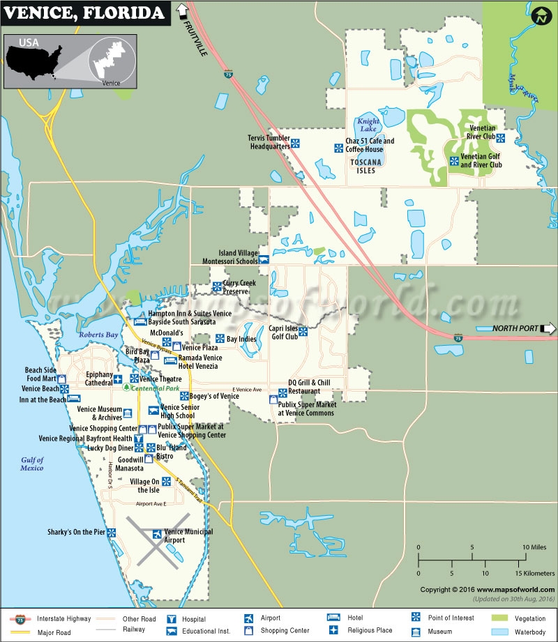 Map Of Venice City In Florida USA