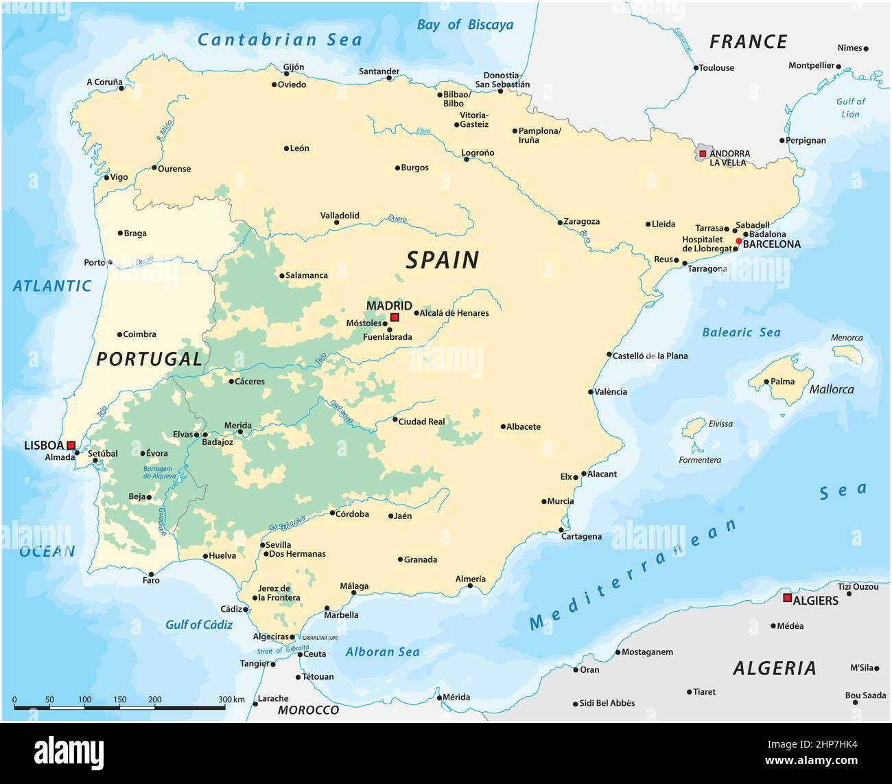 Map Outline Of Spain And Portugal Hi res Stock Photography And Images Alamy