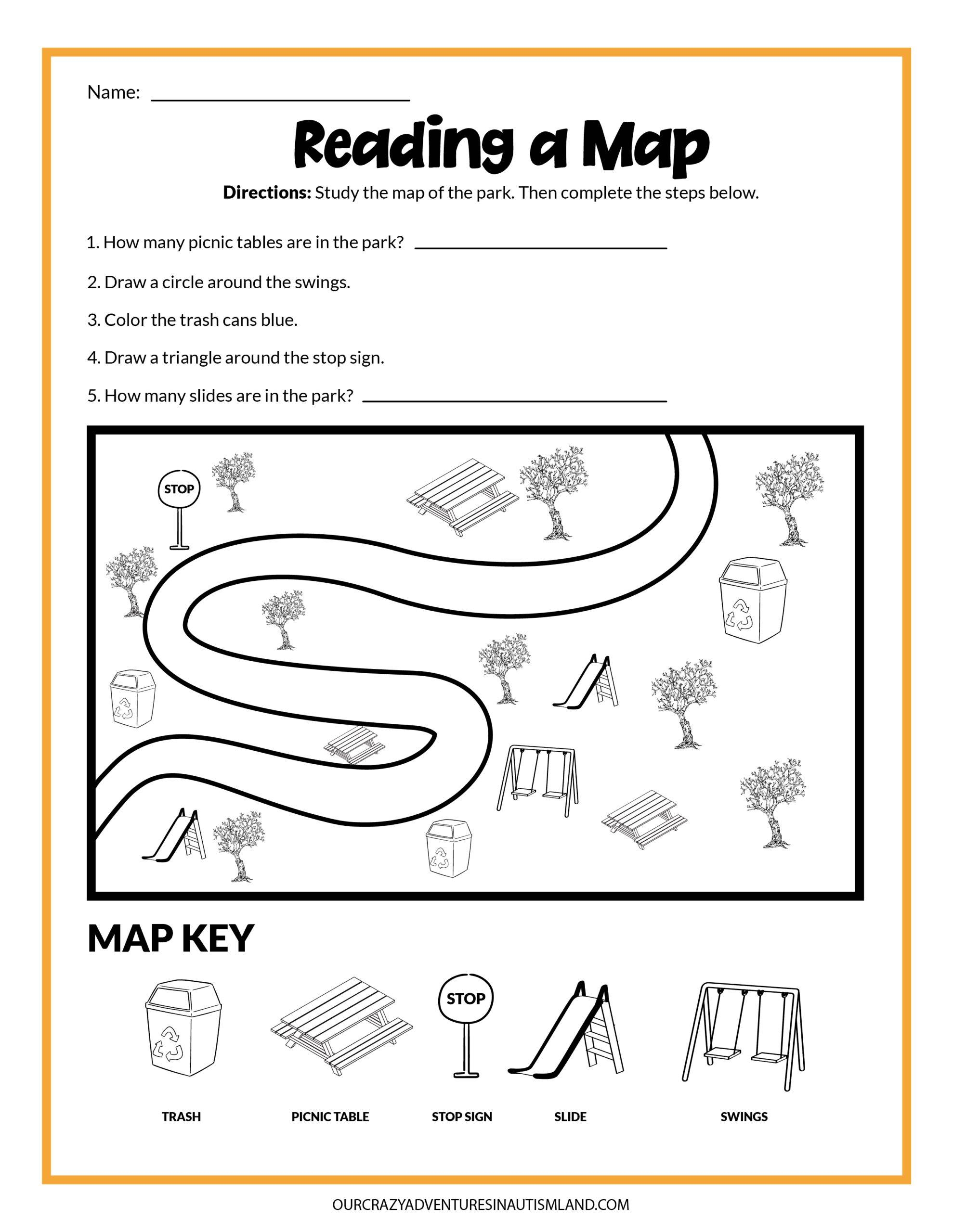 Map Skills Activity Printable Our Crazy Adventures In Autismland