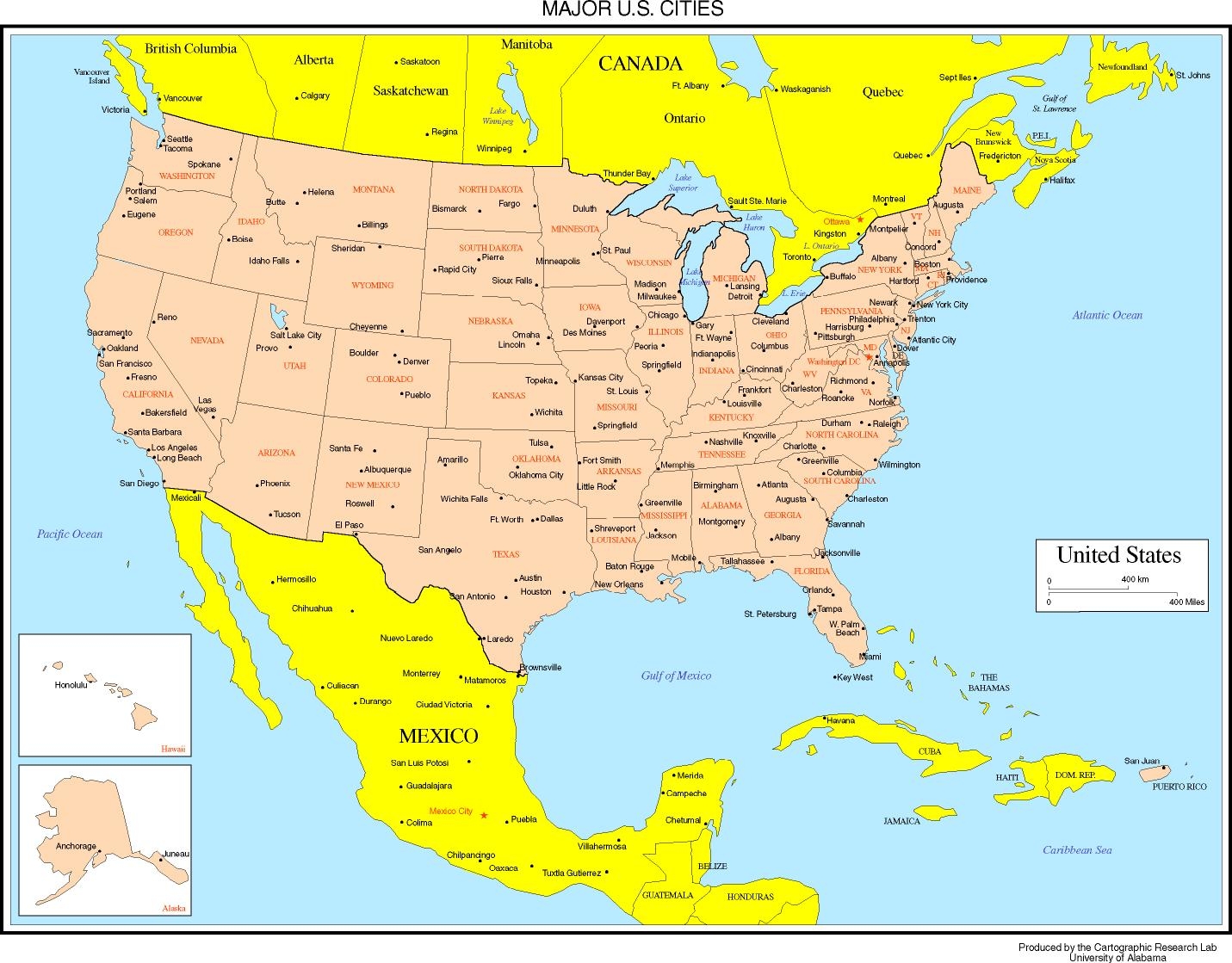Printable Map Of Usa With Cities Printable Map Of Usa With Cities