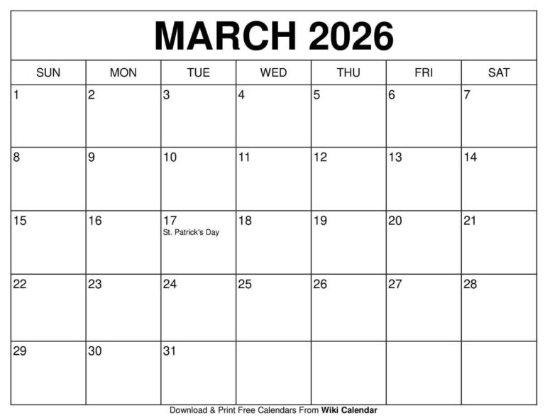 March 2026 Calendar Printable Templates More