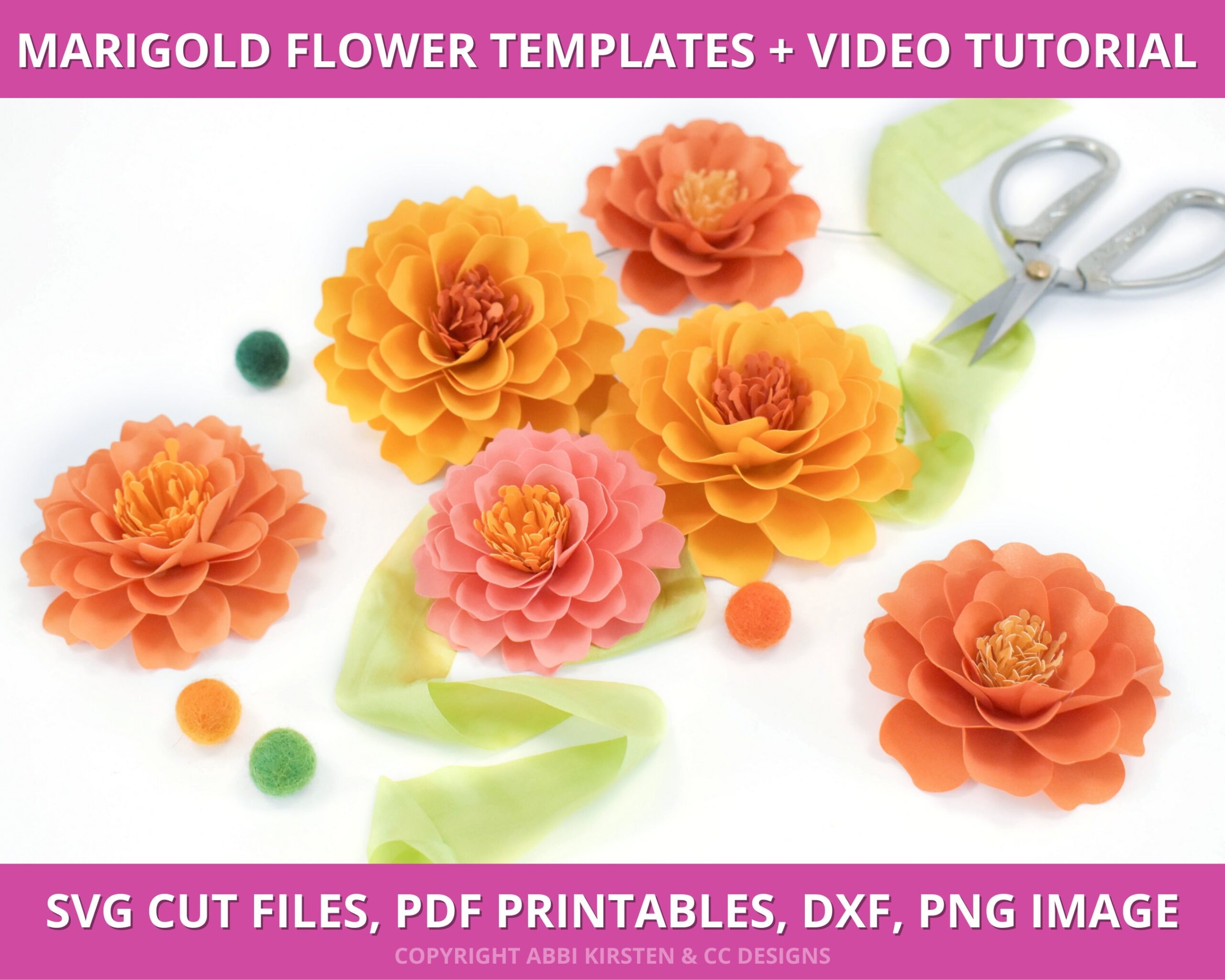 Marigold Paper Flower Templates Marigold SVG Cut Files And PDF Printable Templates Day Of The Dead Flowers Small Paper Flowers Etsy Australia