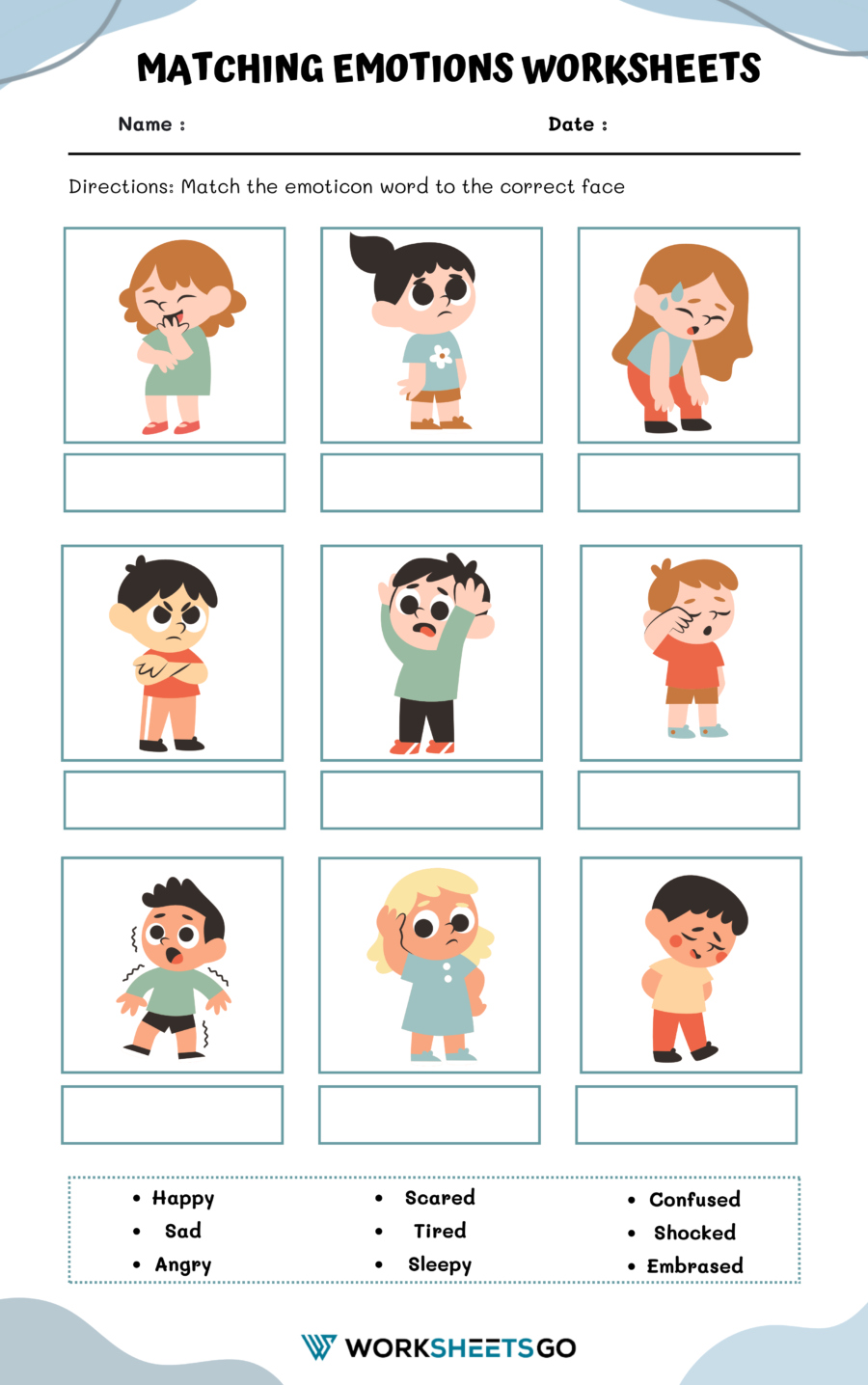 Matching Emotions Worksheets WorksheetsGO