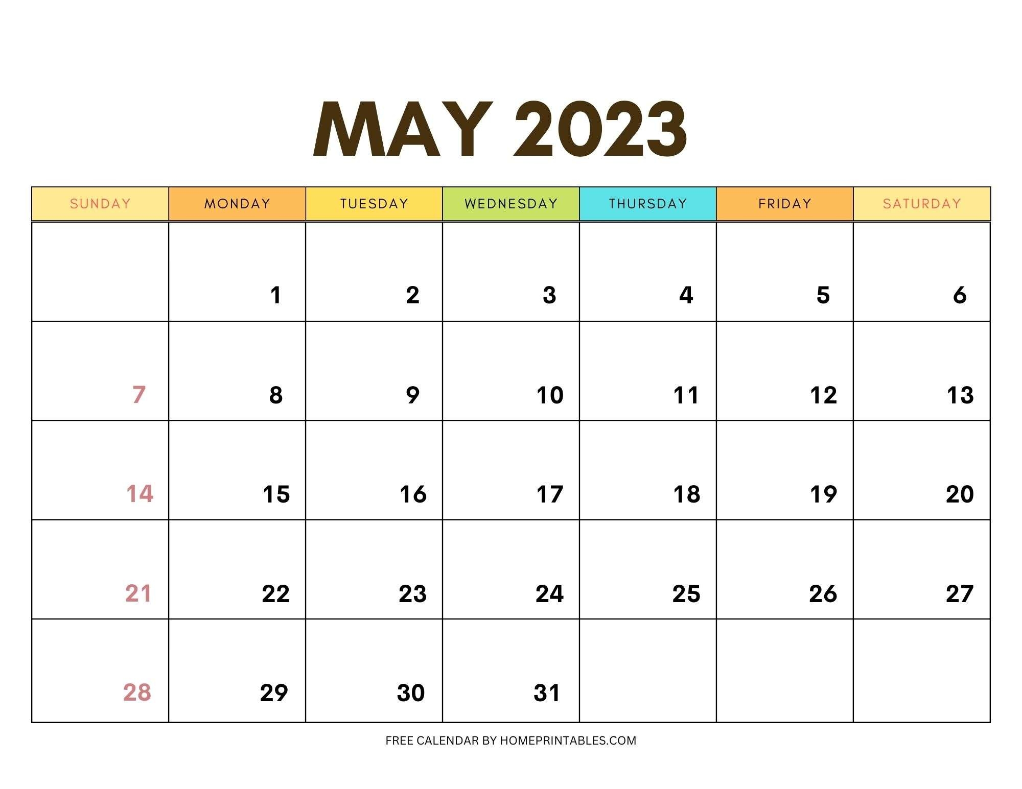 May 2023 Calendar Templates Free Download May 2023 Calendar Templates Free Download