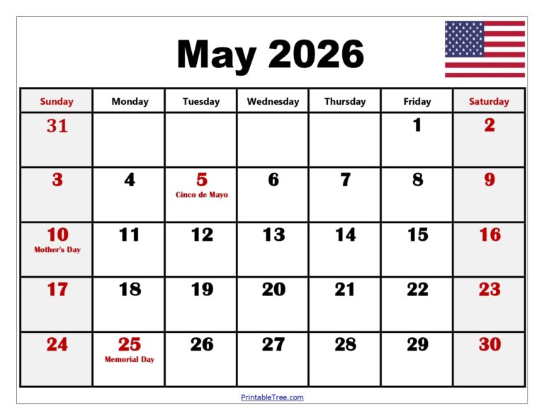 May 2026 Calendar Printable PDF With Holiday Templates Free