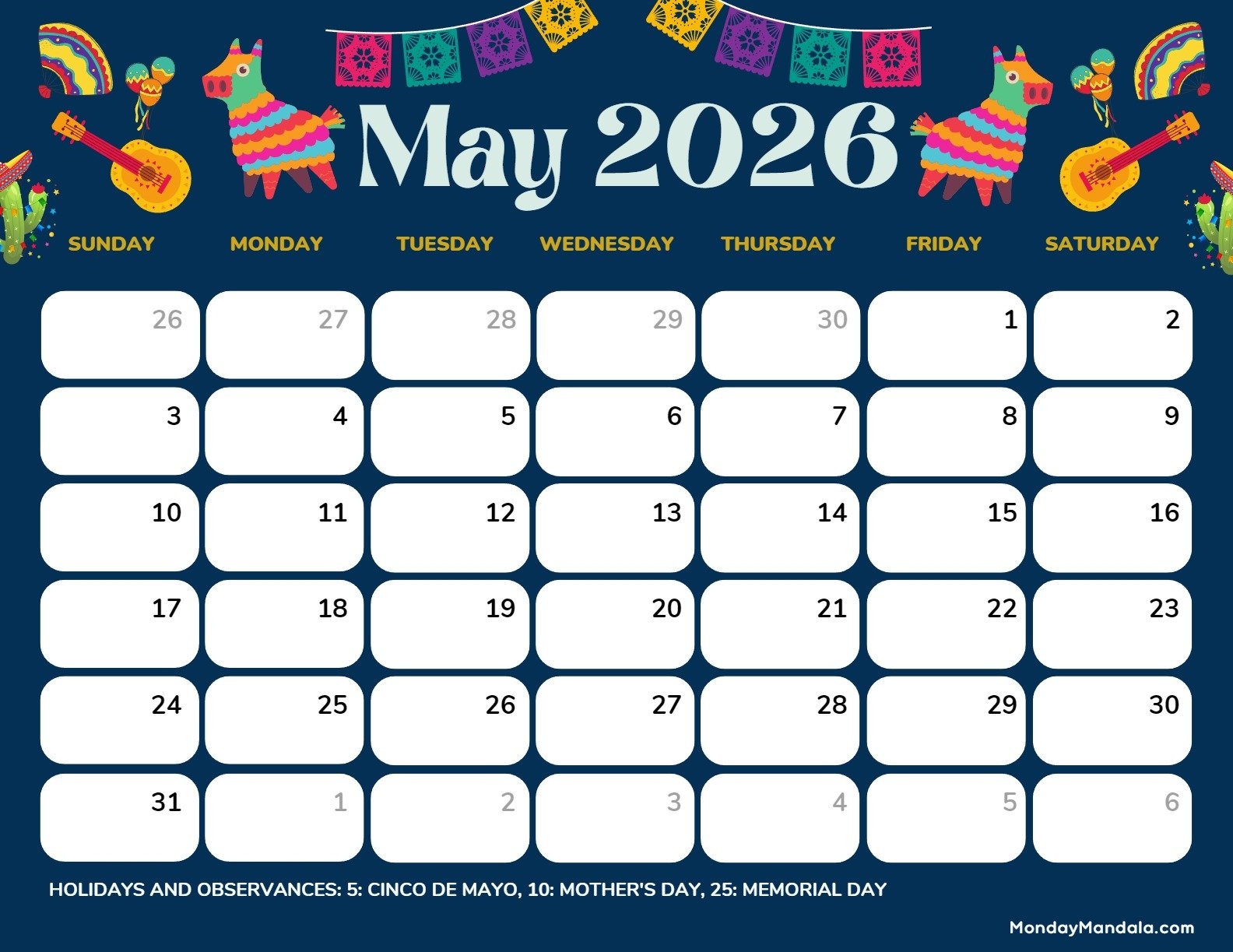 May 2026 Calendars 52 Free PDF Printables May 2026 Calendars 52 Free PDF Printables