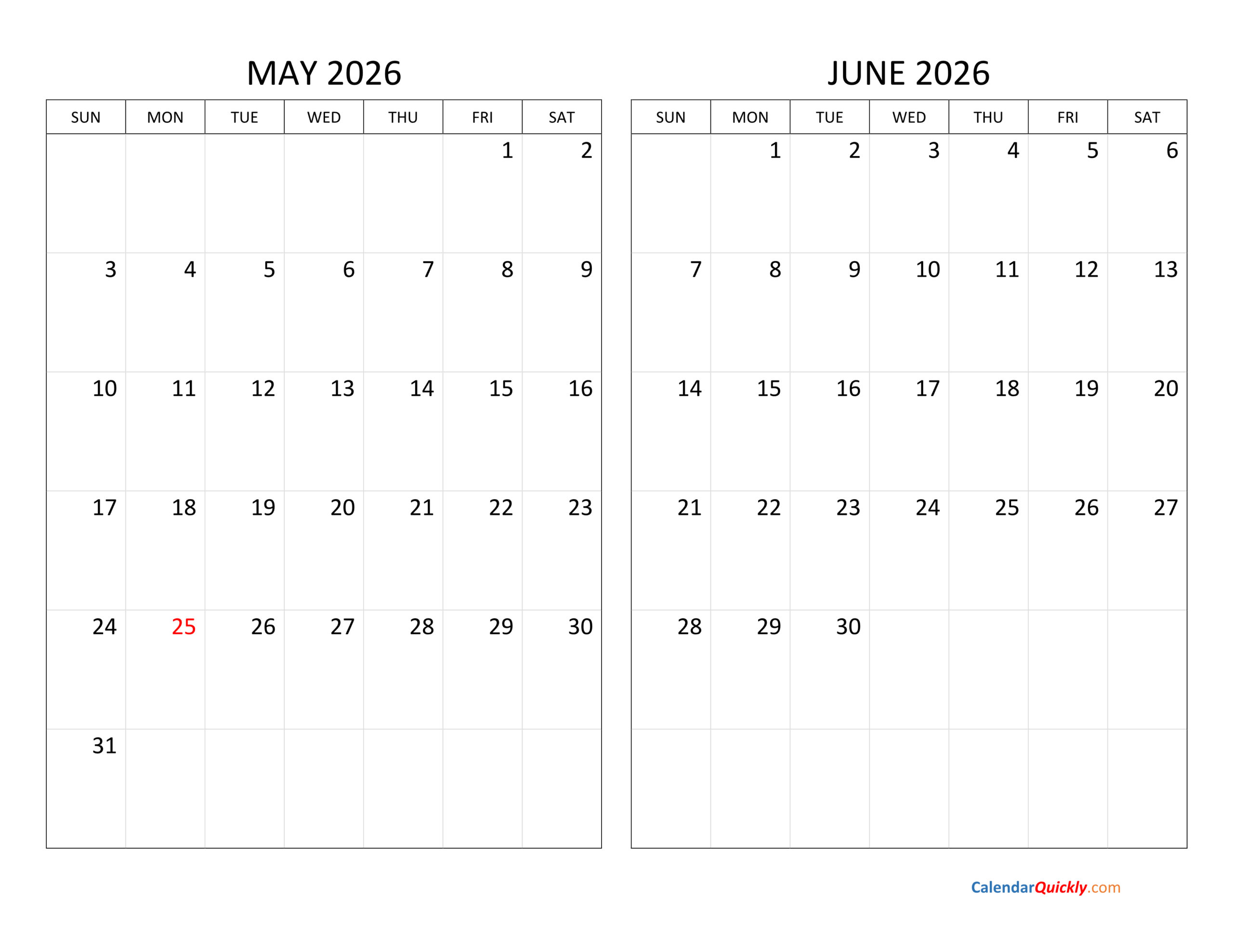 May And June 2026 Calendar Calendar Quickly May And June 2026 Calendar Calendar Quickly