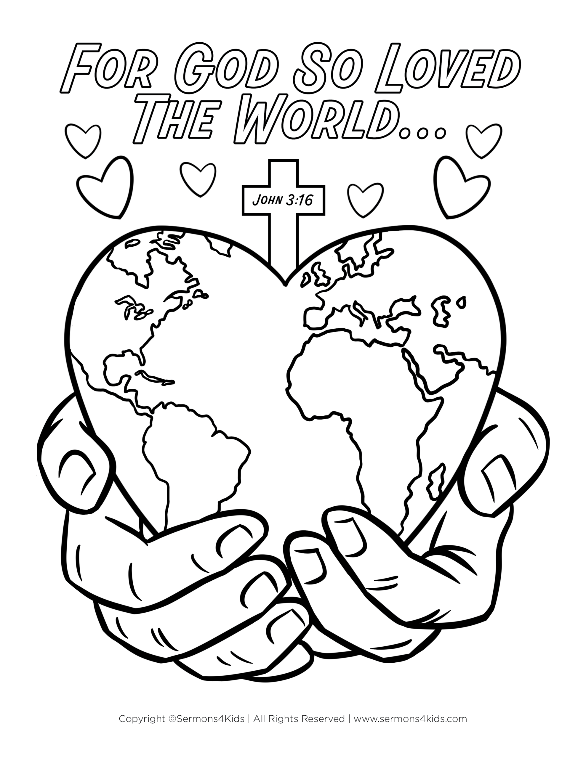 Measuring God s Love John 3 16 Children s Coloring Page From
