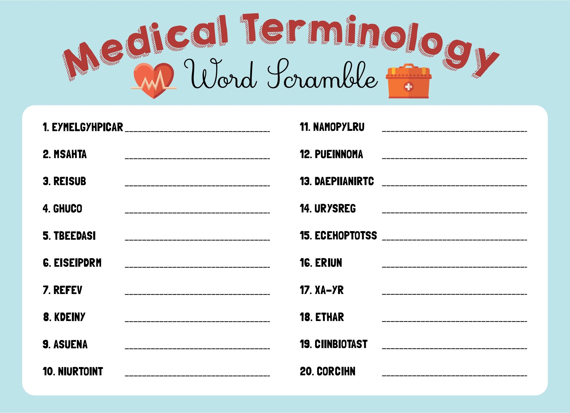 Medical Terminology By Chelsea Poche TPT Worksheets Library