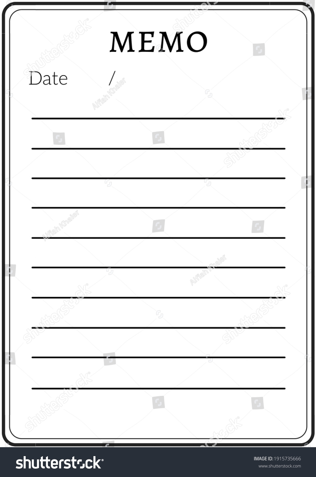 Memo Printable Blank Line Black White Stock Illustration 1915735666 Shutterstock Memo Printable Blank Line Black White Stock Illustration 1915735666 Shutterstock