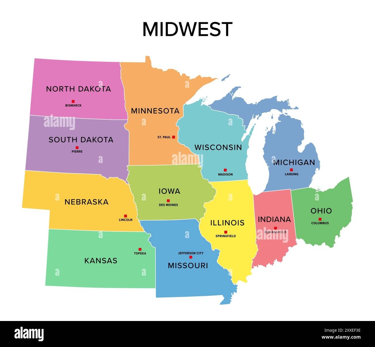 Midwest Map Hi res Stock Photography And Images Alamy