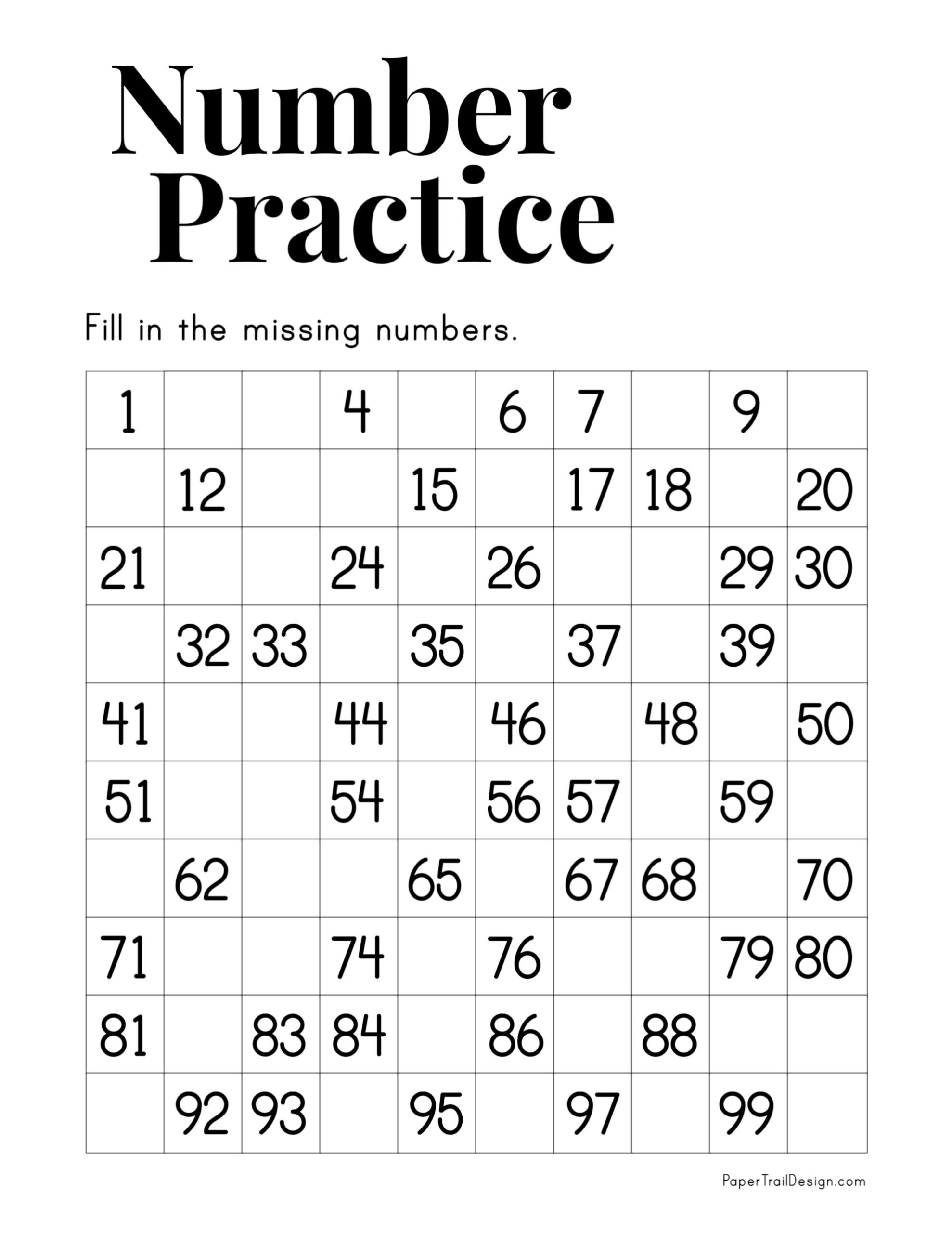 Missing Number Worksheets Free Printable