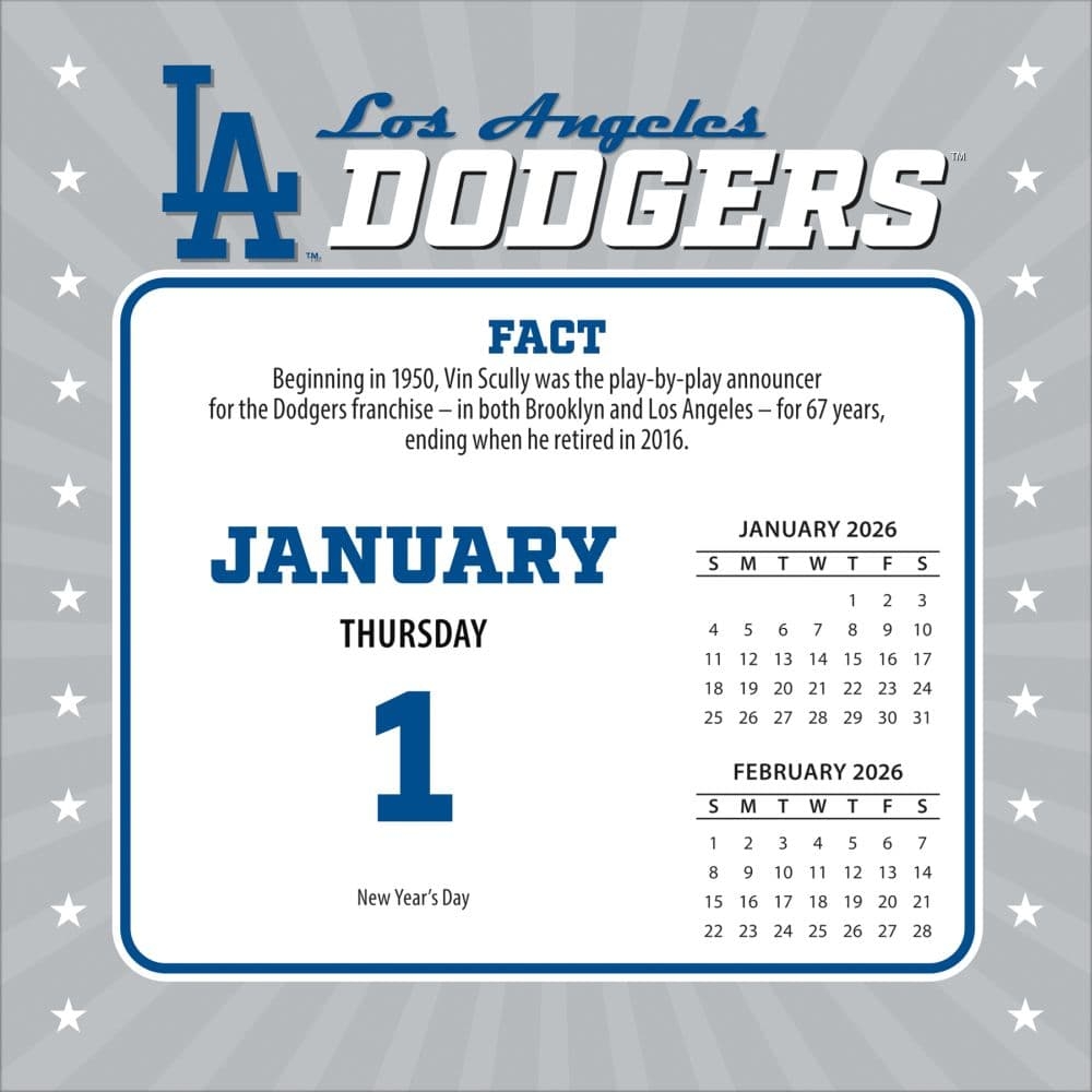 MLB Los Angeles Dodgers 2026 Desk Calendar Calendars