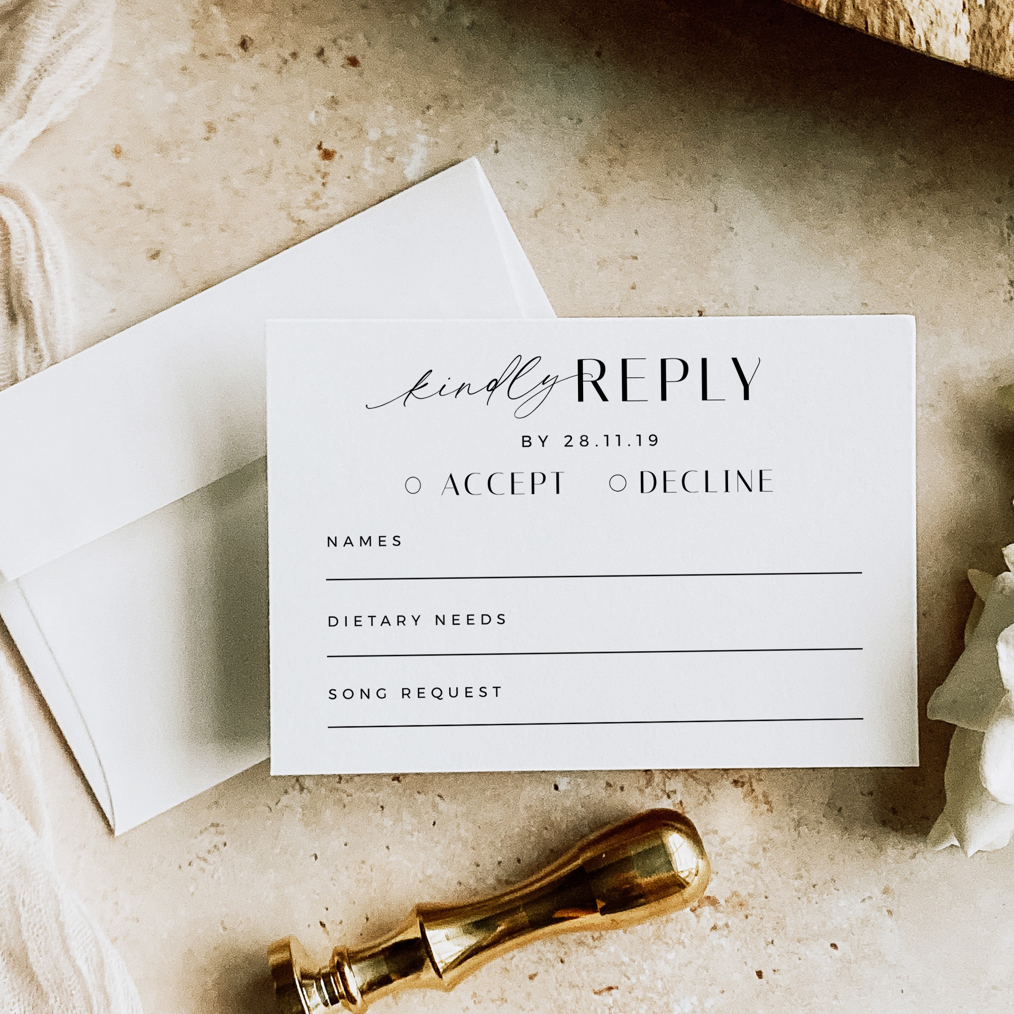 Modern RSVP Card Minimalist Wedding Response Card Wedding Insert Printable RSVP Card Wedding Reply Card Editable Template VP001 Etsy