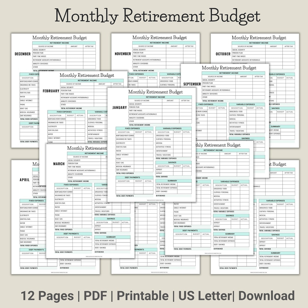 Monthly Retirement Budget Retirement Budget Retirement Planning Digital Retirement Budget Retirement Expenses Retirement Planner Etsy
