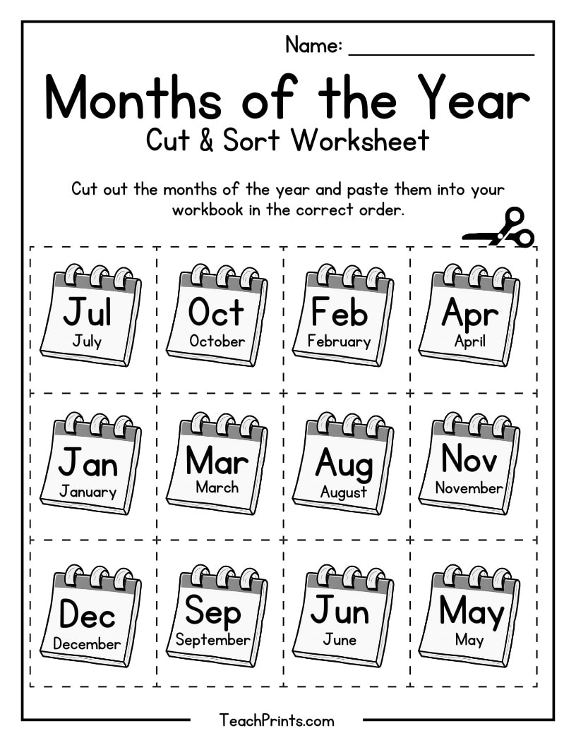 Months Of The Year Worksheets Free PDF Printables Teach Prints