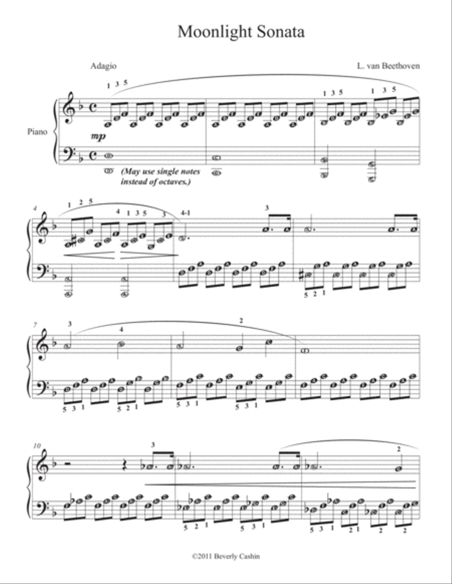 Printable Moonlight Sonata Sheet Music Printable Moonlight Sonata Sheet Music
