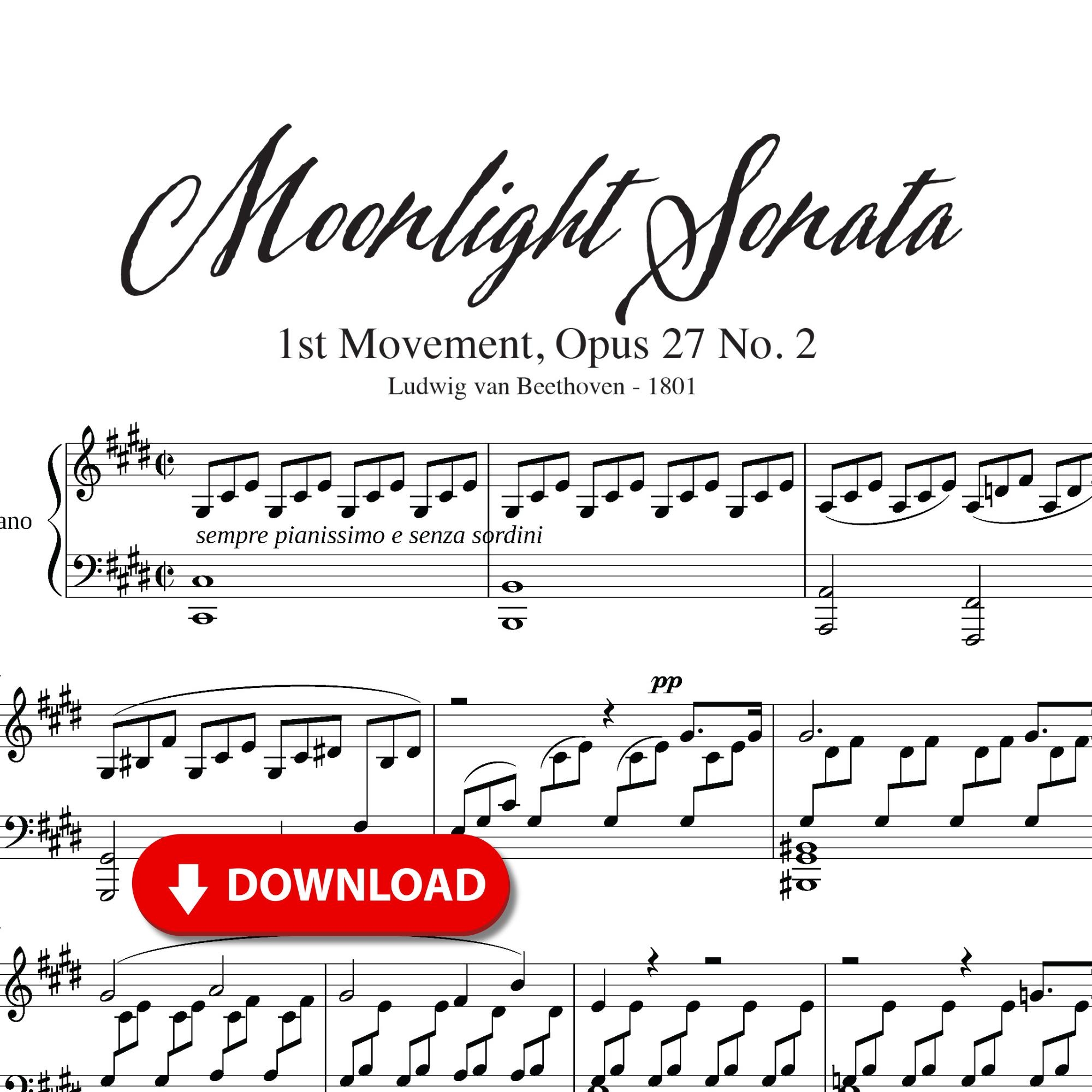 Moonlight Sonata Sheet Music Beethoven Piano Solo PDF Digital Download Etsy Moonlight Sonata Sheet Music Beethoven Piano Solo PDF Digital Download Etsy