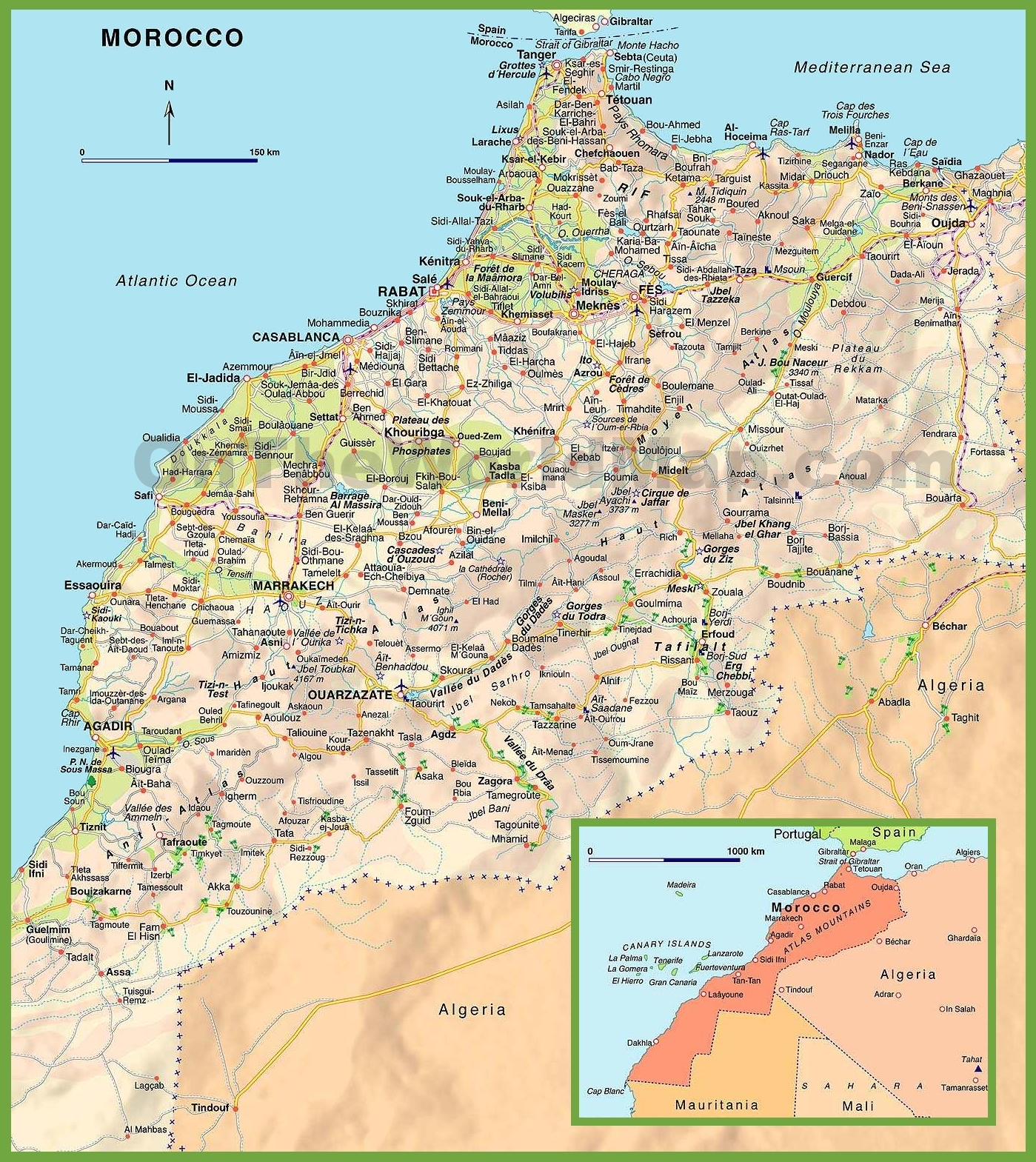 Morocco Road Map Ontheworldmap